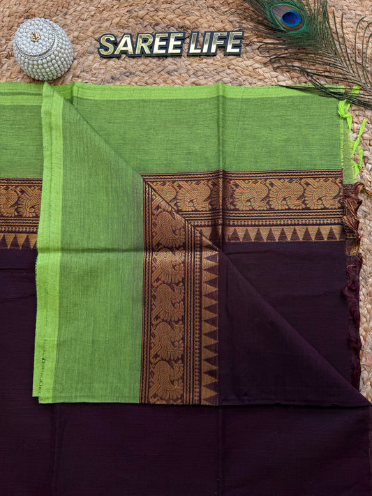 SL990 Trisha Coffee brown chettinad saree with blouse