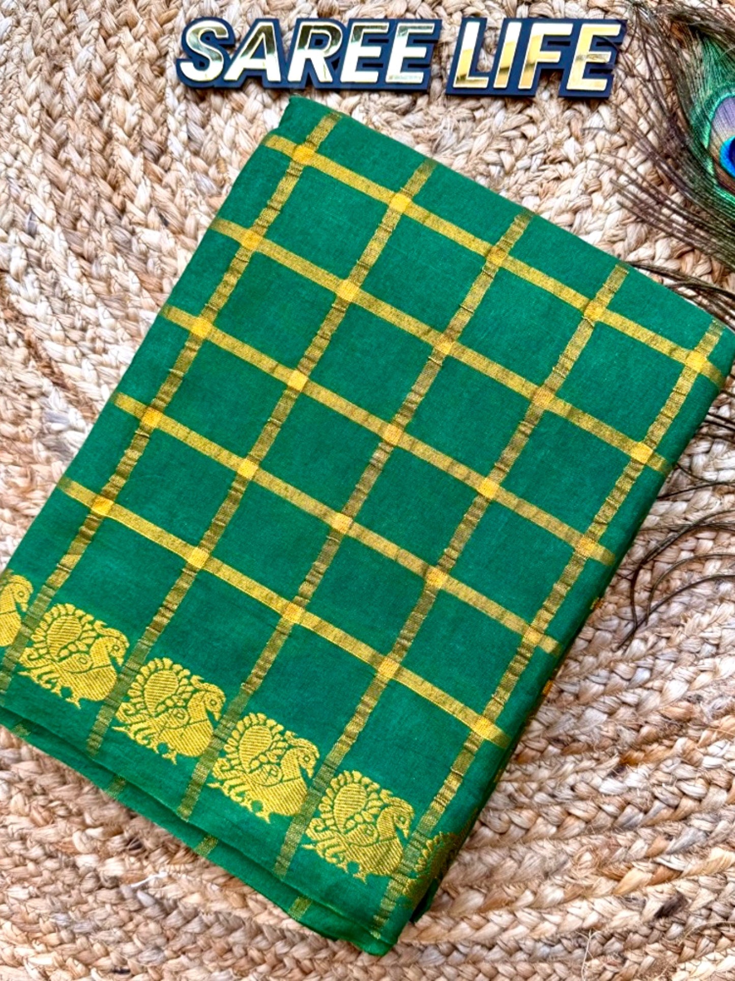 SL996 Dark green mayil Katam saree with blouse