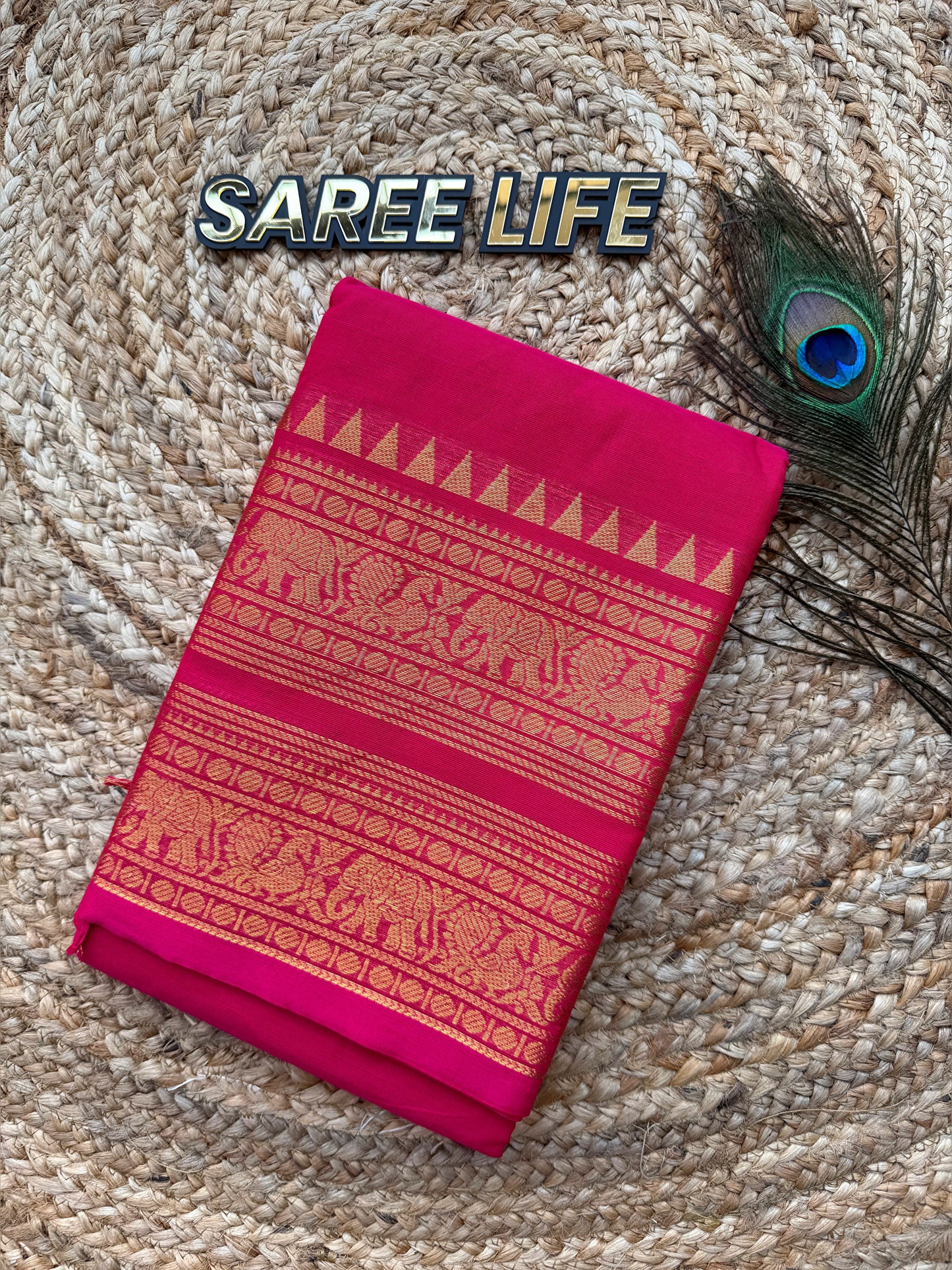 SL991 Rani pink kanchi cotton saree with blouse