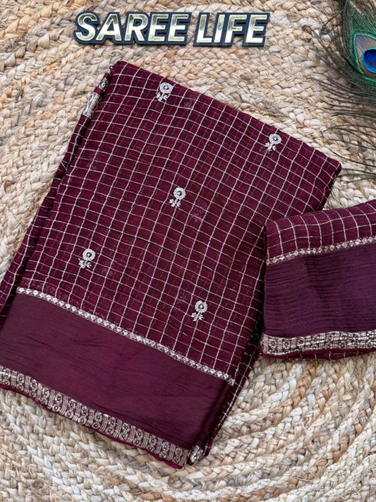 SL984 Coffee brown georgette saree