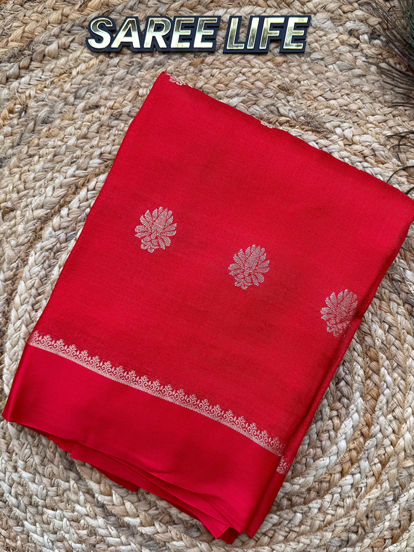 SL986 Chilli red viscose georgette saree with blouse