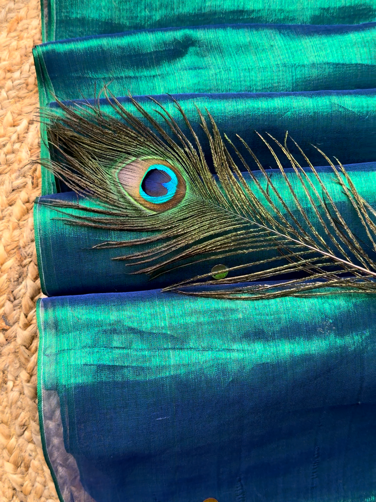 SL988 Peacock color Tissue saree with blouse