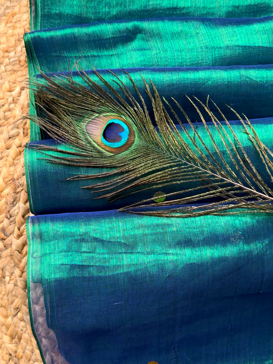 SL988 Peacock color Tissue saree with blouse