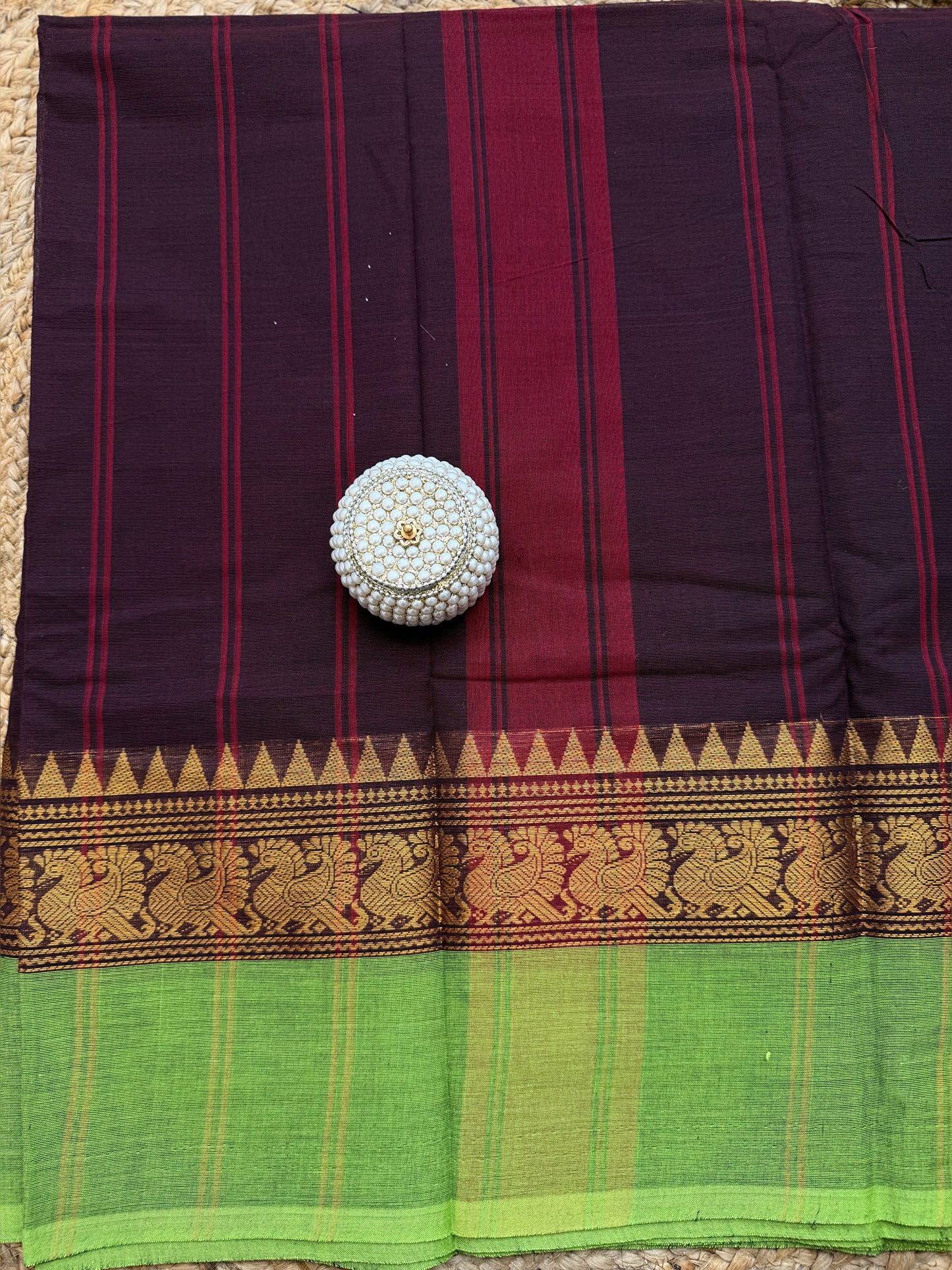 SL990 Trisha Coffee brown chettinad saree with blouse