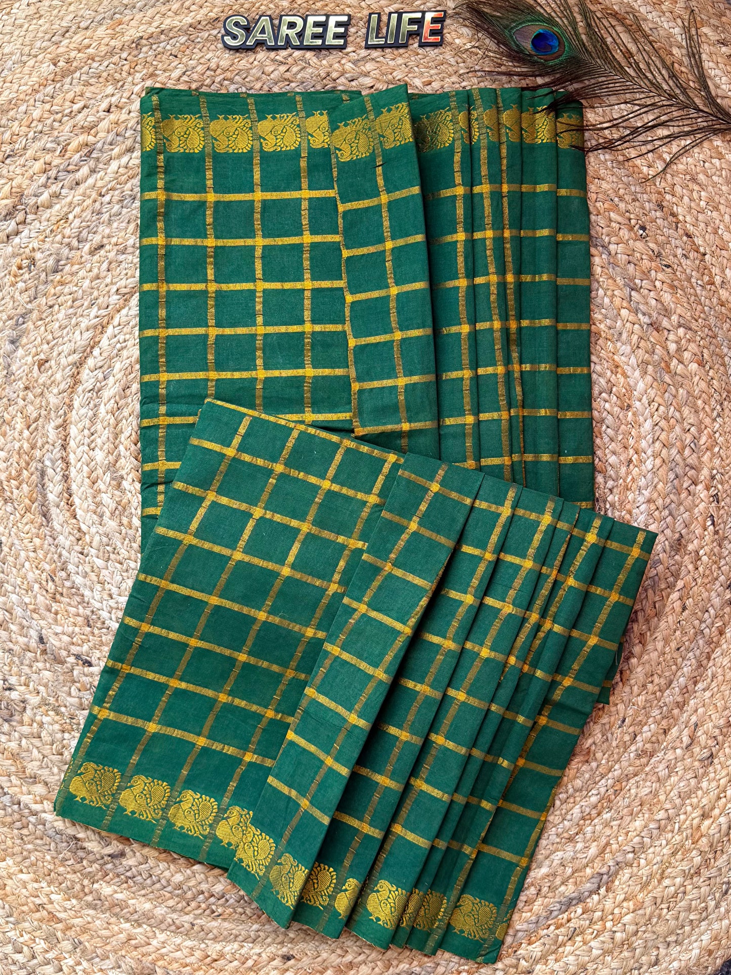 SL996 Dark green mayil Katam saree with blouse