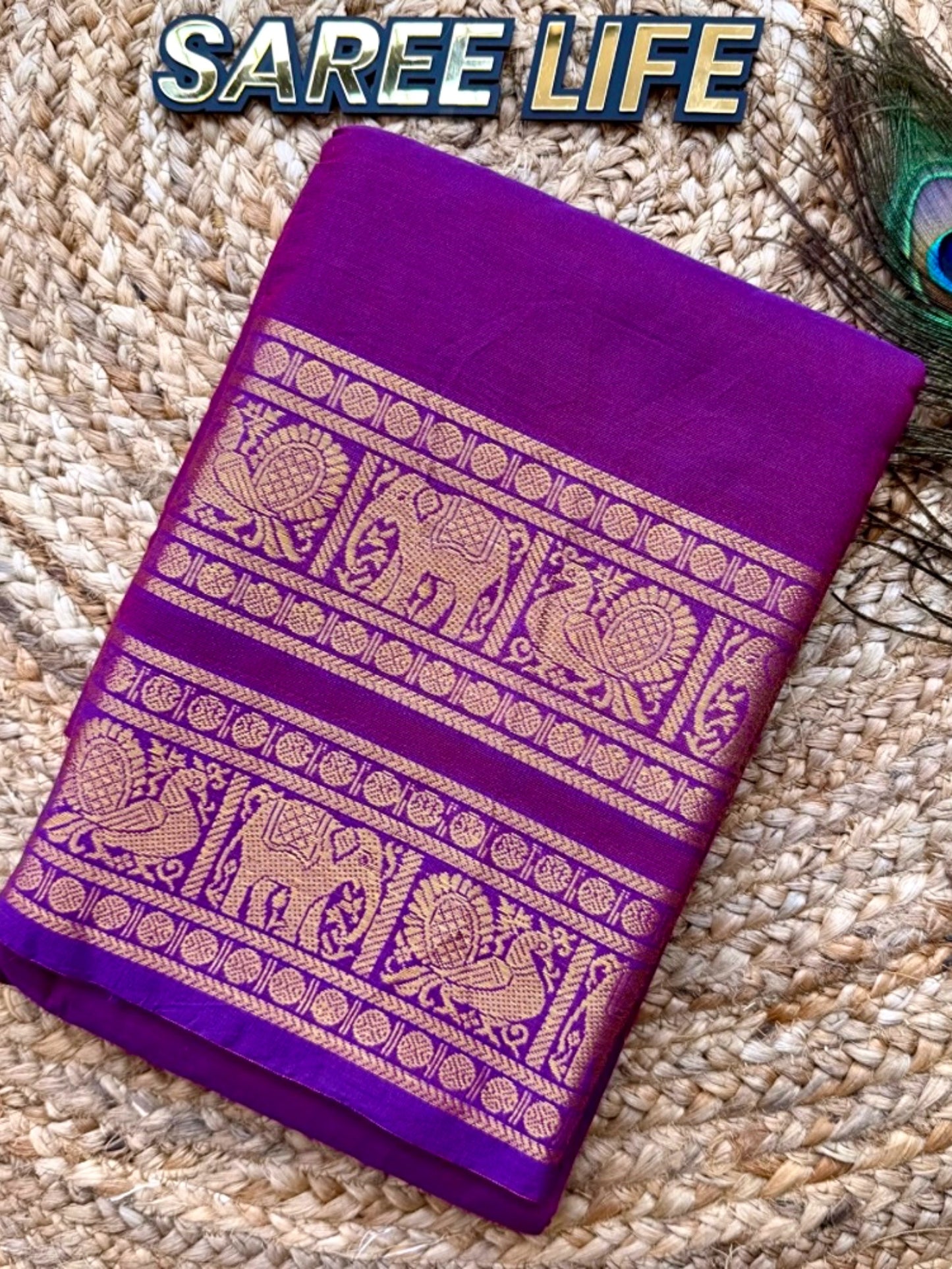 SL998 Purple Kanchi cotton saree with blouse