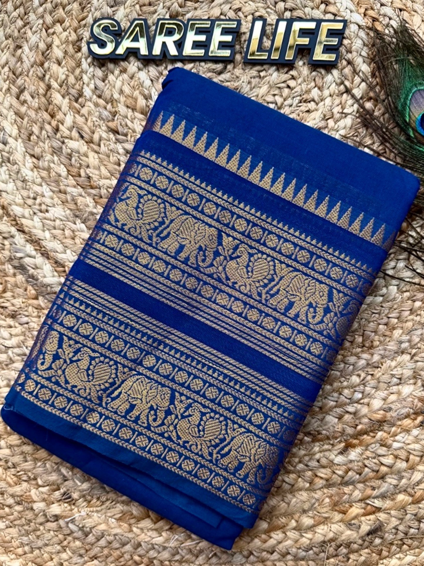 SL999 Royal blue Kanchi cotton saree