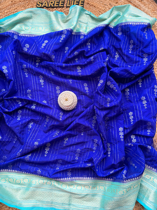 SL982 Royal blue Banarasi silk saree with blouse