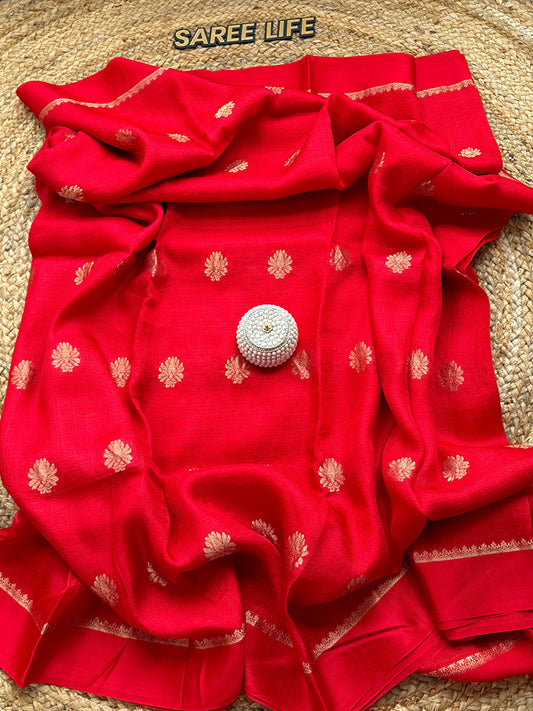 SL986 Chilli red viscose georgette saree with blouse
