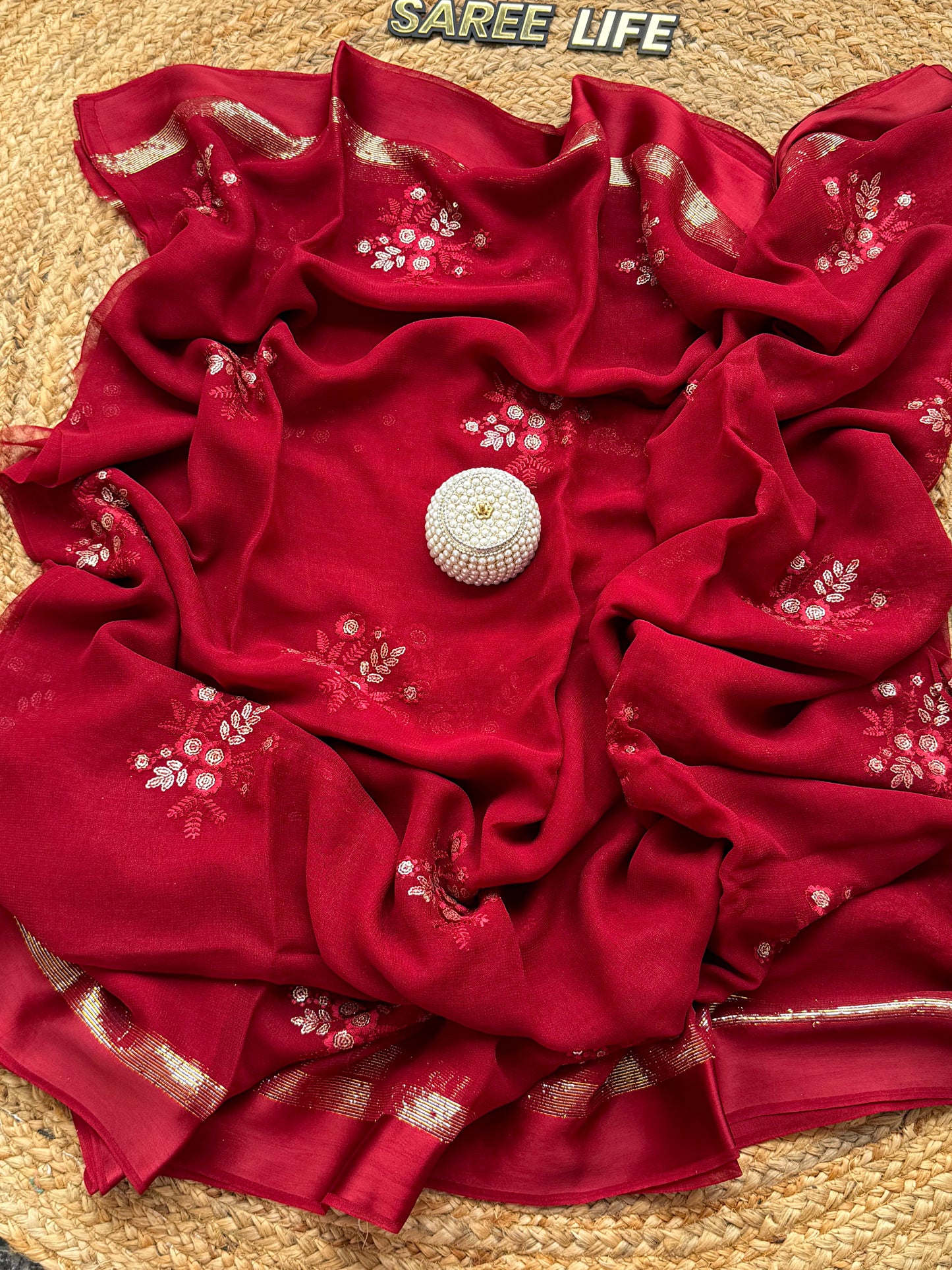 SL981 Maroon georgette saree with blouse