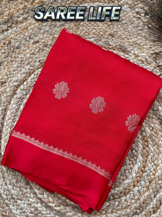 SL986 Chilli red viscose georgette saree with blouse