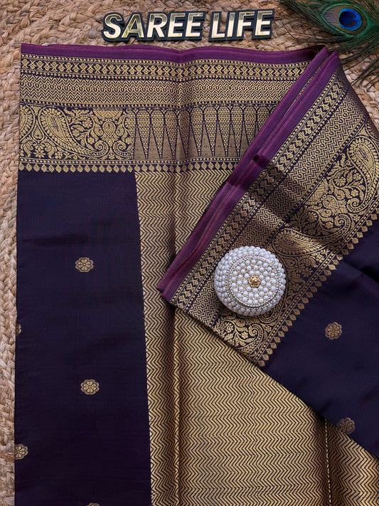 SL987 Purplish Coffee brown crepe silk saree with blouse