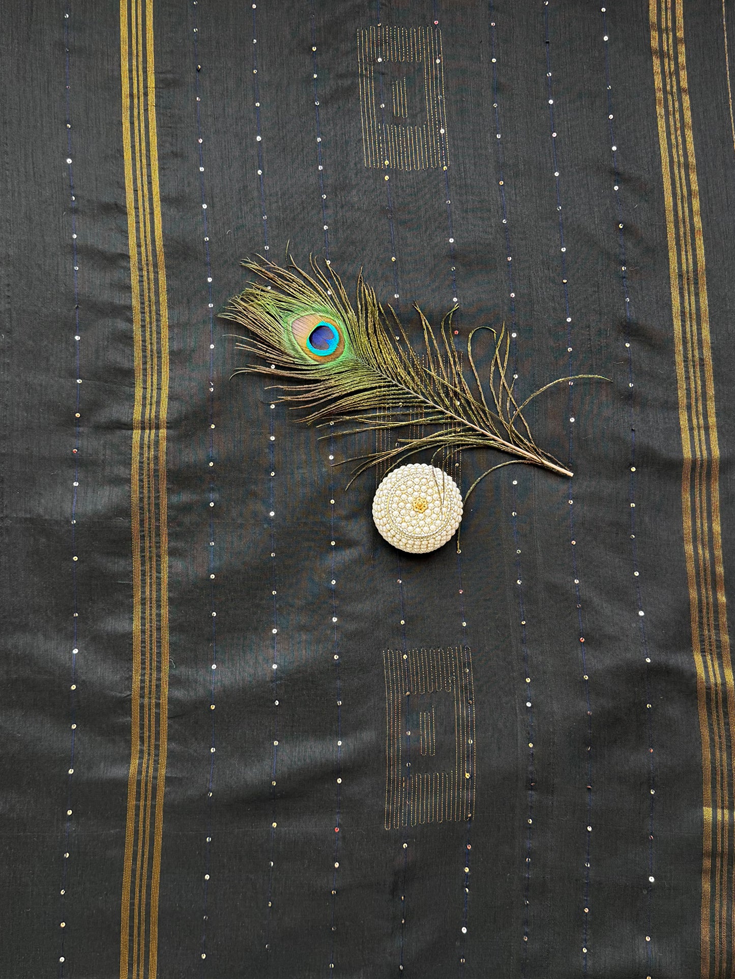 SM1000 Black Handloom silk cotton saree