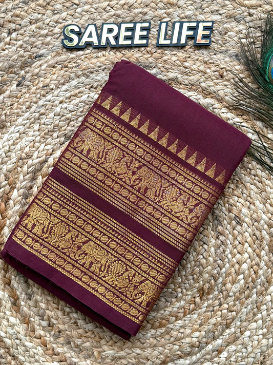 SL979 Coffee brown Kanchi cotton saree