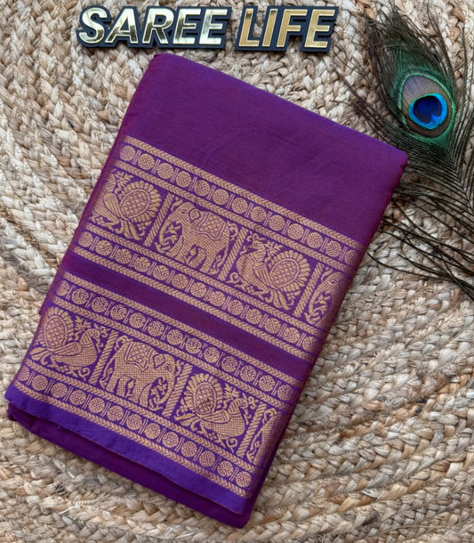 SL998 PURPLE KANCHI COTTON SAREE
