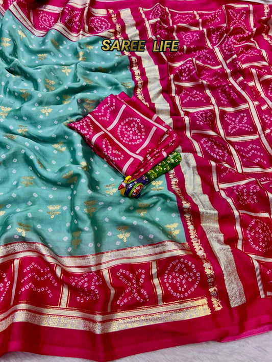 V998 Ice blue pink viscose saree with blouse