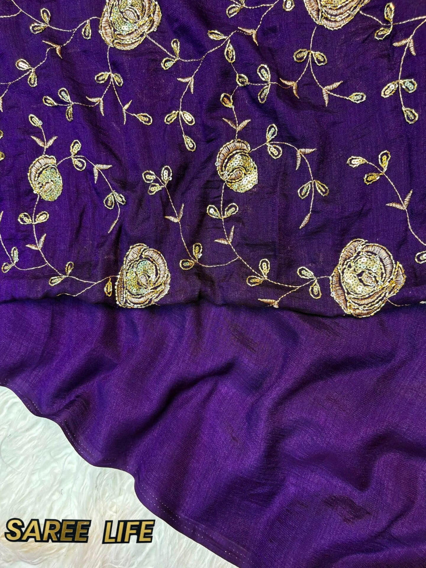 V998 Purple georgette saree with blouse