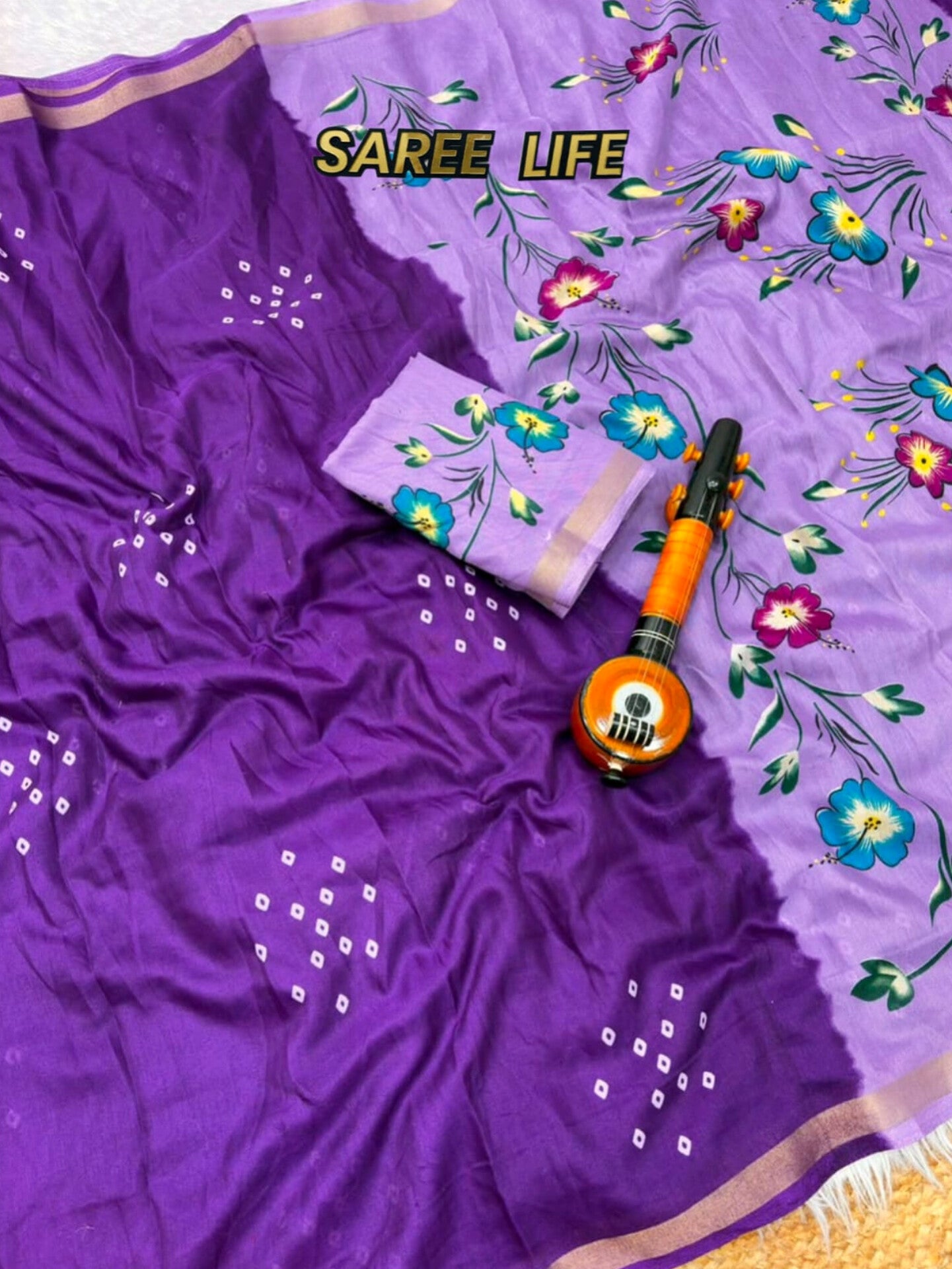 V996 Pure lavender taunchi silk saree with blouse