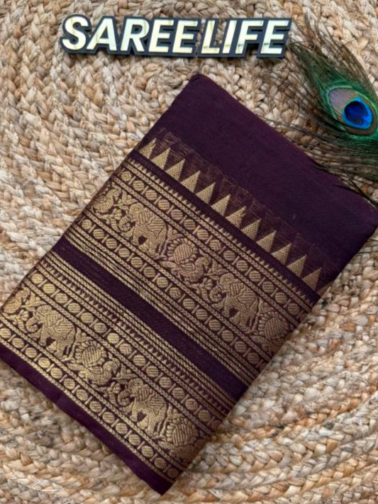 SL980 DARK coffee brown saree with blouse