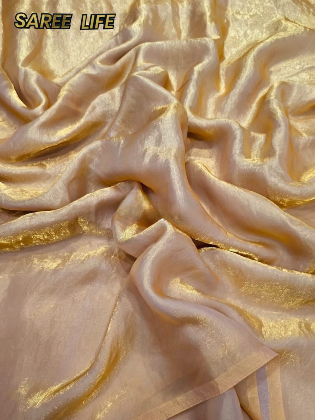 X02 Beige gold fenty silk saree