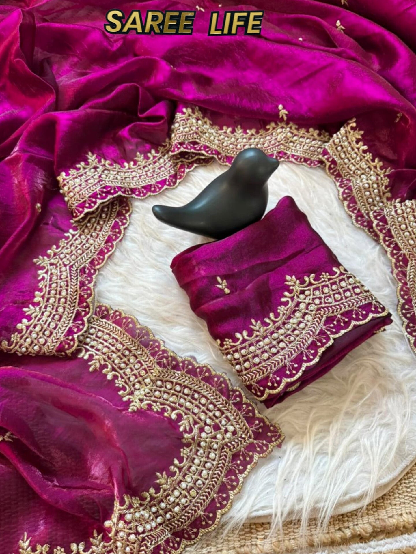 T998 Pink fenty silk saree with blouse